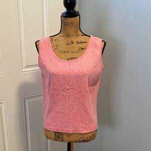 Pink Floral Print Cotton Tank Top EUC Women Size L